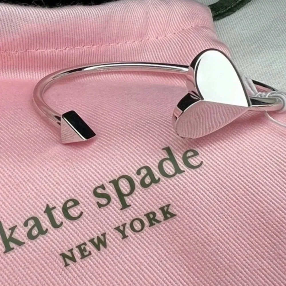 NWTKate spade silver heart arrow open bangle bracelet - Picture 1 of 12
